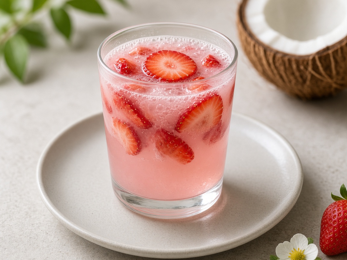Agua de coco y fresa