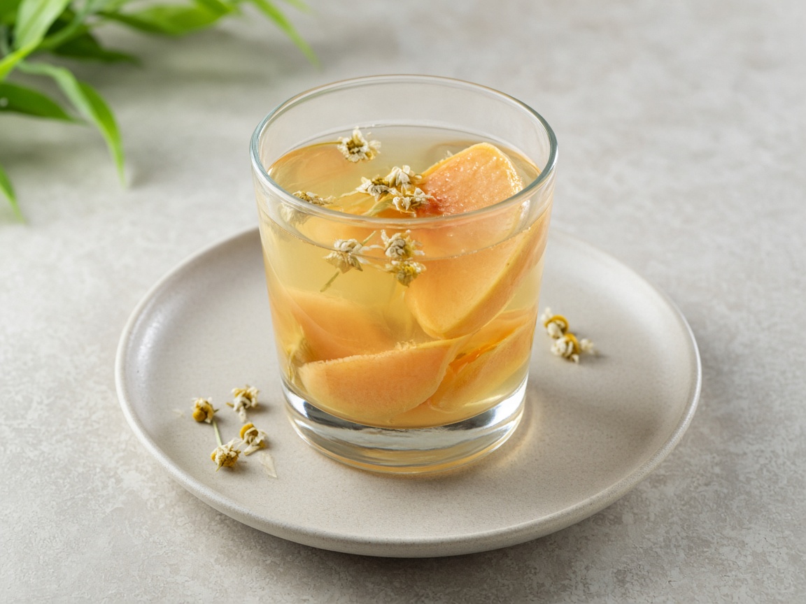 Agua de manzanilla y durazno