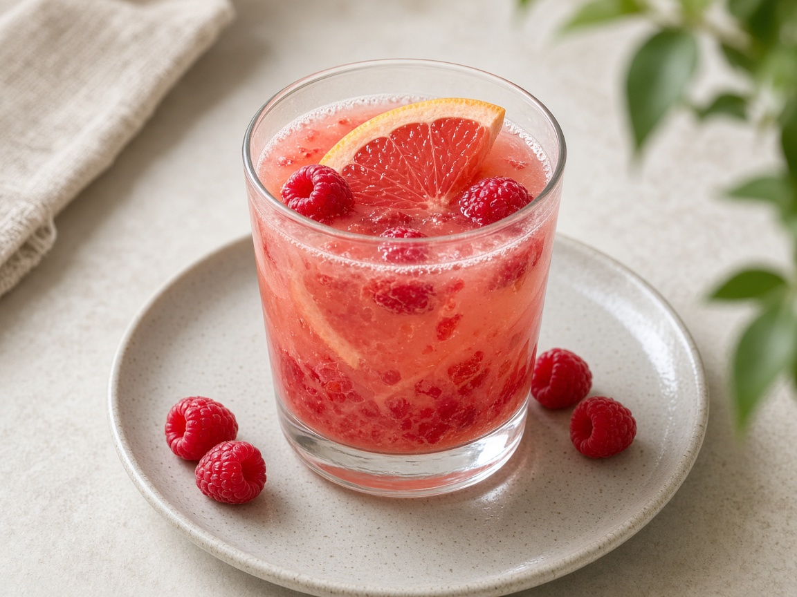 Agua de toronja y frambuesa