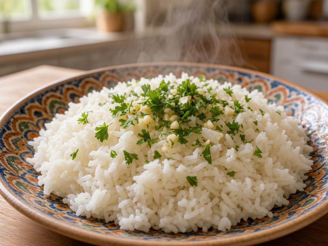 Arroz blanco con perejil