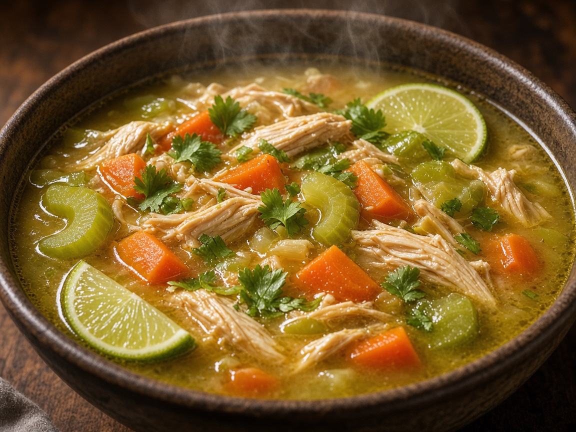Caldo de pollo con lima