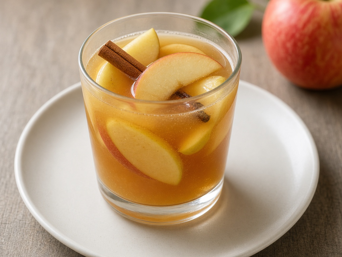 Manzana caliente sin fuego en el vaso
