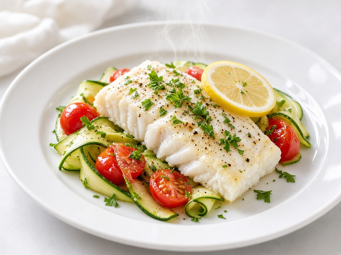 Pescado al vapor con hierbas