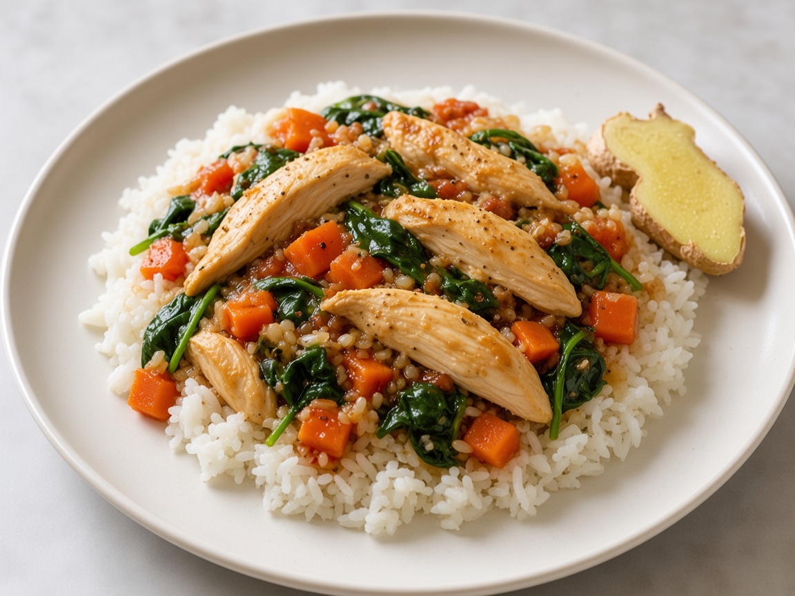 Pollo con arroz y jengibre